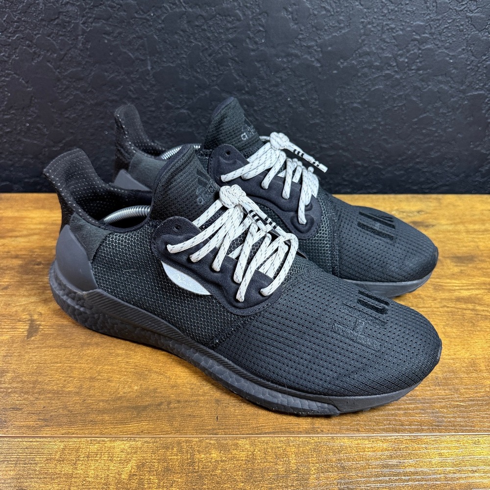 Adidas Pharrell Williams Solar Hu EG7788 Core Black Mesh Running Shoes Mens 11